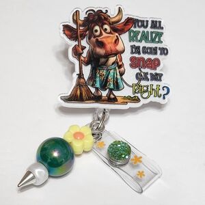 Funny Badge Reel Cow You All Realize‎ One Day Im Gonna Snap Beaded Badge Clip ID